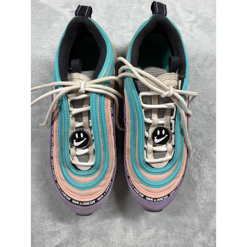 Nike Air Max 97 Have A Nike Day GS 4Y Purple Teal Pink 923288-500 Smiley